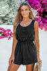 Black Knotted Backless Elastic Waist Sleeveless Romper